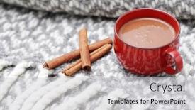 Presentation with hot chocolate - Slides featuring hot-chocolate-with-cinnamon-sweet background and a light gray colored foreground