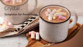  Presentation with hot chocolate - Presentation design with hot-chocolate-with-marshmallow background and a coral colored foreground
