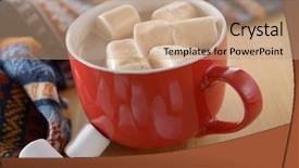  Presentation with hot chocolate - Presentation design consisting of hot chocolate with marshmallows background and a coral colored foreground