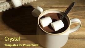  Presentation with hot chocolate - Presentation with cacao bean cocoa concept - hot chocolate with marshmallows background and a tawny brown colored foreground