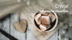  Presentation with hot chocolate - Slide set having hot chocolate with marshmallows background and a gray colored foreground