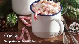  Presentation with hot chocolate - Colorful presentation enhanced with hot chocolate with mini marshmallow candy cane backdrop and a tawny brown colored foreground