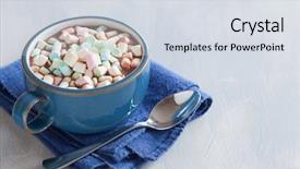  Presentation with hot chocolate - Slides having hot chocolate with mini marshmallows warming drink background and a sky blue colored foreground