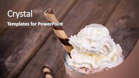  Presentation with wafer - Slide deck enhanced with hot chocolate with whipped cream topping in glass with rolled wafer vintage effect processing background and a tawny brown colored foreground