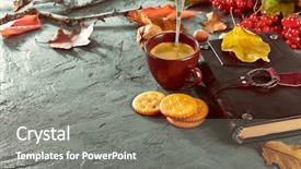  Presentation with book covers - Slide set enhanced with hot coffee and book background and a gray colored foreground