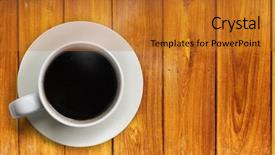  Presentation with hot and cold coffee cup - Theme with hot coffee on the wood background and a gold colored foreground