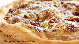  Presentation with hot sauce - PPT theme consisting of hot crispy focaccia with pesto background and a gold colored foreground