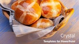  Presentation with easter basket - Cool new PPT theme with hot-cross-buns-on-basket backdrop and a coral colored foreground