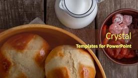  Presentation with baking - Slide set consisting of hot-cross-buns-on-wooden background and a tawny brown colored foreground
