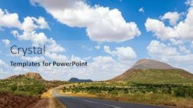  Presentation with savannah - PPT theme consisting of hot-day-lush-clouds-float background and a light blue colored foreground