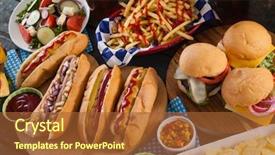  Presentation with snacks - Amazing slides having hot dog - close-up of snacks arranged backdrop and a red colored foreground