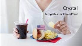  Presentation with independence day - Slide deck featuring hot dog and coca cola background and a light gray colored foreground