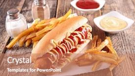  Presentation with french fries - PPT layouts featuring hot dog and french fries background and a coral colored foreground