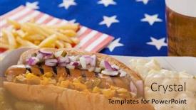  Presentation with tale - Slides with hot dog and french fries background and a coral colored foreground