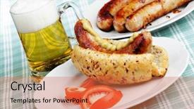  Presentation with hot steam earth - Theme consisting of hot dog beer and grilled background and a coral colored foreground