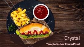  Presentation with ketchup - Presentation theme enhanced with hot-dog-french-fries background and a wine colored foreground