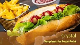  Presentation with ketchup - Theme featuring hot-dog-french-fries background and a tawny brown colored foreground