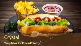  Presentation with french fries - Presentation theme consisting of hot-dog-french-fries background and a tawny brown colored foreground