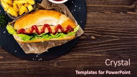  Presentation with ketchup - Slides featuring hot-dog-french-fries background and a wine colored foreground