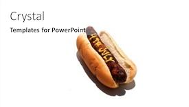  Presentation with mustard yellow - Slides with hot-dog-fresh-cooked-hot background and a white colored foreground