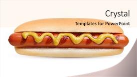  Presentation with grill - PPT theme featuring hot dog grill with mustard background and a lemonade colored foreground