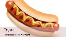  Presentation with grill - Theme enhanced with hot dog grill with mustard background and a coral colored foreground
