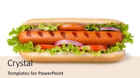  Presentation with dog - Cool new presentation with hot dog isolated on white backdrop and a yellow colored foreground