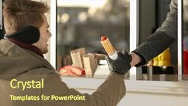  Presentation with food truck - Audience pleasing presentation design consisting of hot dog on food truck backdrop and a tawny brown colored foreground