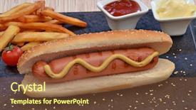  Presentation with sauces - PPT theme featuring hot dog potatoes chips background and a tawny brown colored foreground