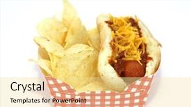  Presentation with dog baby cute child - Slide set featuring hot dog with chili con background and a blonde colored foreground