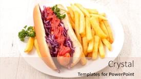  Presentation with french fries - Amazing slide deck having hot-dog-with-french-fries backdrop and a lemonade colored foreground