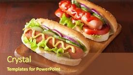  Presentation with ketchup - Audience pleasing slide deck consisting of hot dog with ketchup mustard backdrop and a tawny brown colored foreground