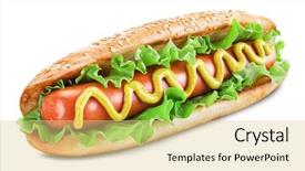  Presentation with ketchup - Theme enhanced with hot dog with lettuce ketchup background and a blonde colored foreground