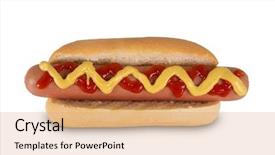  Presentation with ketchup - Beautiful slide deck featuring hot dog with mustard backdrop and a coral colored foreground