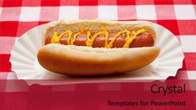  Presentation with super hero dog red - Amazing presentation theme having hot dog with mustard backdrop and a crimson colored foreground