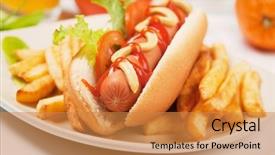  Presentation with free dog - Cool new presentation with hot dog with tomato lettuce backdrop and a gold colored foreground