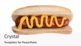  Presentation with mustard yellow - Presentation design having hot dog with yellow mustard background and a white colored foreground