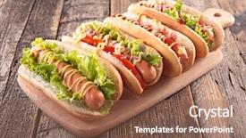  Presentation with dog - Colorful presentation design enhanced with hot dog backdrop and a violet colored foreground