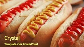  Presentation with dog - PPT theme enhanced with hot dogs closeup background and a tawny brown colored foreground