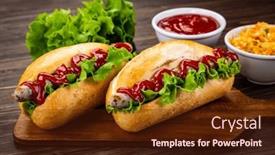  Presentation with ketchup - Slide set enhanced with hot-dogs-coleslaw-and-ketchup background and a tawny brown colored foreground