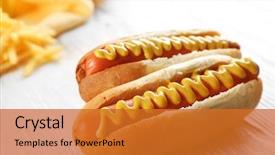  Presentation with cheese - Beautiful theme featuring hot dogs with cheese backdrop and a gold colored foreground