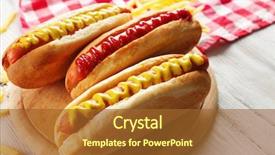  Presentation with dog - Cool new PPT theme with hot dogs with fried potatoes backdrop and a red colored foreground