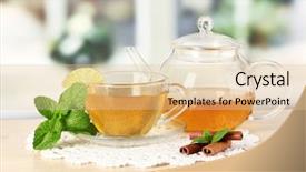  Presentation with cup of lemon tea - Colorful slide deck enhanced with hot drink - cup of tea with mint backdrop and a lemonade colored foreground