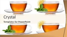  Presentation with cup of lemon tea - Slide deck consisting of hot drink - cup of tea with mint background and a blonde colored foreground