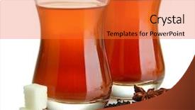  Presentation with tea pouring into glass transparent - Presentation theme consisting of wild cuban coast in the background and a light blue colored foreground.