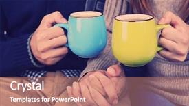  Presentation with tea - Beautiful presentation design featuring hot drink - young couple drinking tea close-up backdrop and a  colored foreground