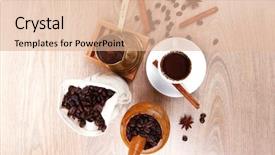  Presentation with old arabic - Theme consisting of hot drink black arabic coffee background and a  colored foreground