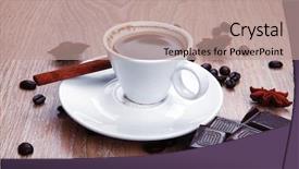  Presentation with wooden stick - Slides enhanced with hot drink black turkish coffee background and a coral colored foreground