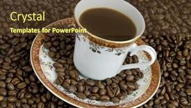  Presentation with coffee beans - Beautiful PPT theme featuring hot-drink-of-coffee backdrop and a tawny brown colored foreground