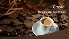  Presentation with beans - Presentation theme with hot espresso cup with coffee background and a wine colored foreground